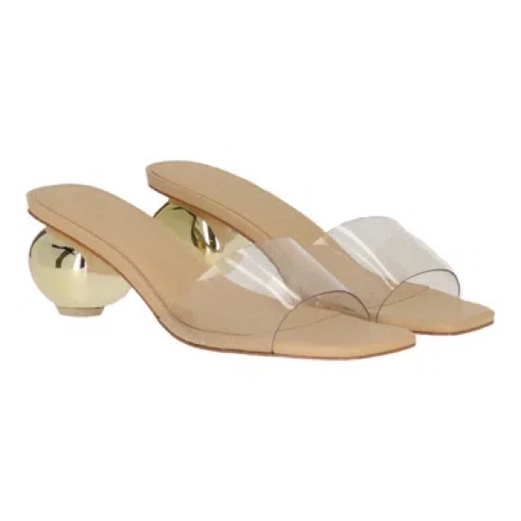 New Cult Gaia Tyra Mule Clear PVC Sandal Metallic Gold Cinderella Sz 37 - Picture 2 of 16
